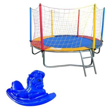 Imagem de Kit Brinquedos Playground Cama Elástica Média Pula Pula Trampolim 2,30