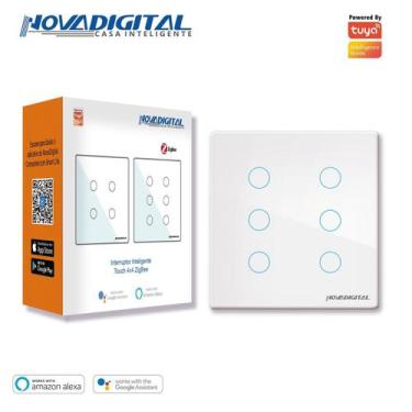 Imagem de Interruptor 6 Botões  Zigbee compativel Alexa 4x4 Branco ND - NOVA DIG
