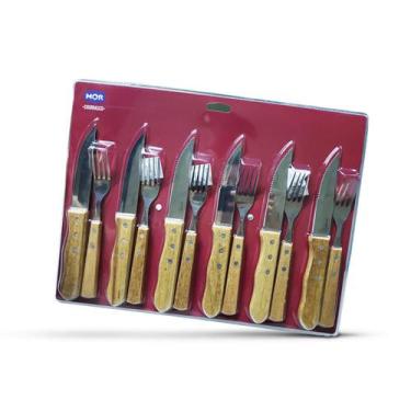 Imagem de Garfos E Facas Conjunto Para Churrasco 12 Peças Mor, Garfo e Faca 12 P