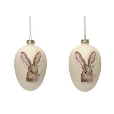 Imagem de Ovo de Pascoa Delicate em Vidro Decorativo - 10cm c/2 - Tok da Casa