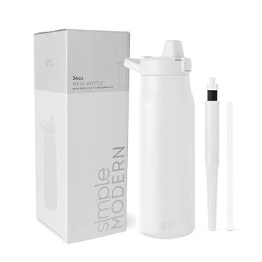 Imagem de Simple Modern Garrafa de água filtrada | Garrafas de água isoladas de aço inoxidável com filtro de carbono | Reutilizável para água potável limpa em movimento | Coleção Mesa | 970 ml, branco inverno