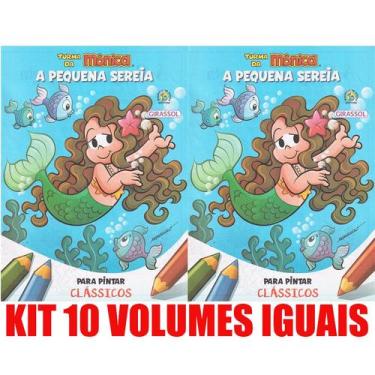Imagem de A Pequena Sereia Livro Para Pintar Kit 10 Vols Lembrancinha - Girassol