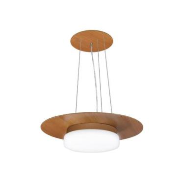 Imagem de Pendente de Madeira Saturno Vidro Imola 40 cm Freijó/Ouro Velho - Made