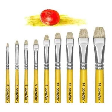 Imagem de KIT 9 PINCEL TECIDO MADEIRA TINTA A ÓLEO 454 ARTISTA Nº 0 - 16 CONDOR