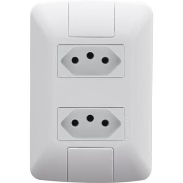 Imagem de Kit 5 conjunto tomada dupla 10a 2p+t 250v com placa tramontina aria