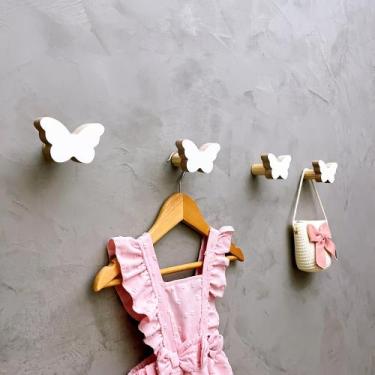 Imagem de 4 Ganchos parede borboleta infantil decoração baby 4Bobb15c - Souvenir