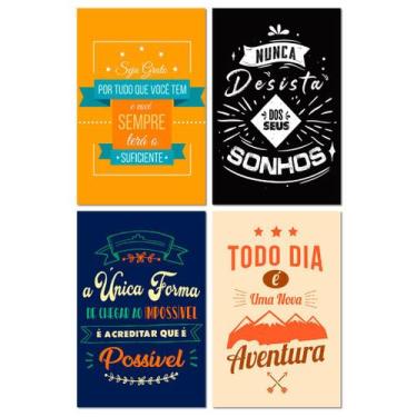 Imagem de Kit 4 Placas Frases Motivacionais Acredite 20x30 cm Mdf - Art Print
