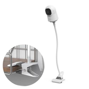 Imagem de OkeMeeo Suporte de braçadeira para câmera interna Eufy C210 e C220, suporte de câmera sem broca (suporte de câmera pescoço de ganso de 15,7 polegadas, branco, 1 pacote)