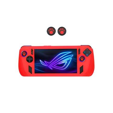 Imagem de Capa de silicone para ASUS ROG Ally X 2024 novo console portátil para jogos, capa protetora completa para antiarranhões, resistente à sujeira e choque com 2 tampas de balancim, vermelha