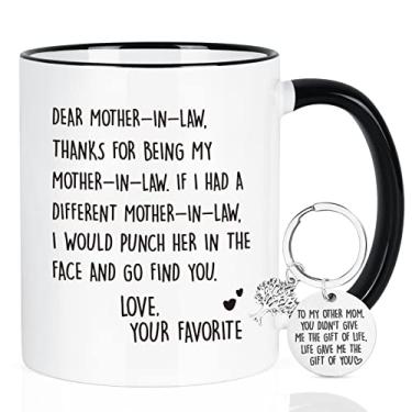 Imagem de Maustic Presentes para a sogra, sogra Dia das Mães Natal Presentes de aniversário da filha genro, presentes da futura sogra presentes, presentes da sogra, caneca da sogra 325 ml com chaveiro