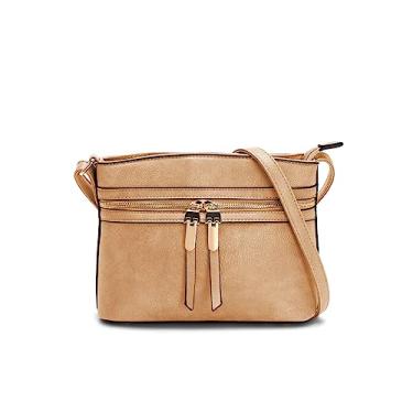 Imagem de LA TERRE Bolsas transversais com bolso com zíper, bolsas transversais médias leves, bolsas femininas de ombro, Bege, Small