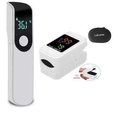 Imagem de Kit Enfermagem Termômetro Infravermelho Testa + Oxímetro Adulto E Pedi