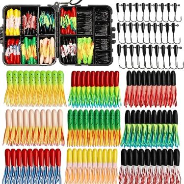 Imagem de Dovesun 120 peças de iscas de rappie com cabeças de gabarito kit de ganchos - iscas de plástico macio - iscas de tubos de plástico macio, 90 peças 1/32 1/25 1/173 g 30 peças kit de iscas de pesca para