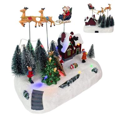 Imagem de Cenario Vila Natalina Natal Musical Led Movimento Iluminaçao Treno Rena Papai Noel Arvore Decoraçao Festa Fim de Ano Enfeite Casa Trabalho Mesa