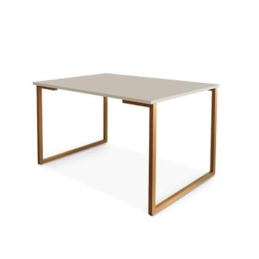 Imagem de Mesa de Jantar Steel Estilo Industrial Pés de Aço 120x80cm Cobre/off White