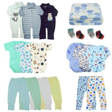 Imagem de Kit 20 Pç Roupa Bebê Com Manta Enxoval Inverno Menina Menino - Koala B