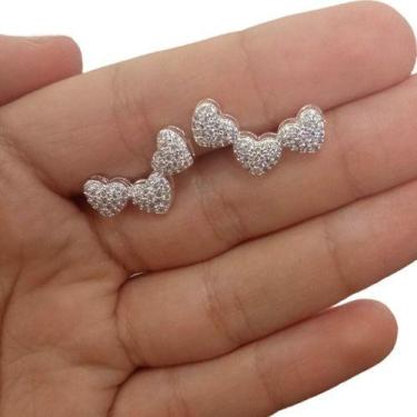 Imagem de Brinco Ear Cuff Noiva Pedra Zirconia F. Prata Festa Coração - De Castr