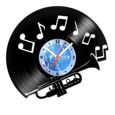 Imagem de Relógio De Parede Disco Vinil Música - Trompete - VMU-030 - Modernarte