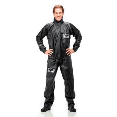 Imagem de Capa De Chuva Motoqueiro Pantaneiro - PVC Com Gola, M, Preto