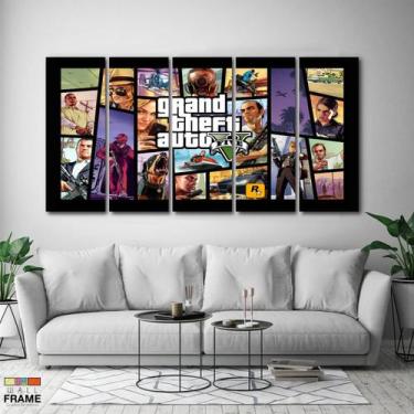 Imagem de Quadro Decorativo Jogo GTA 5 140x65 - 5 peças - Wall Frame
