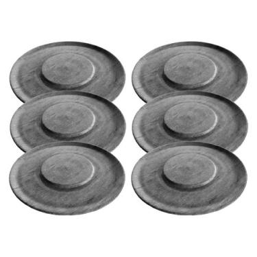 Imagem de Kit 6 Pratos de Hambúrguer Porções Redondo Pedra Sabão 26cm - Industri
