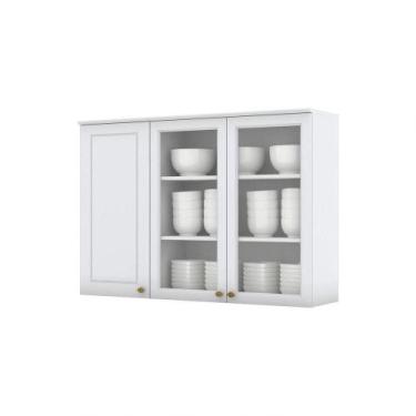 Imagem de Armário Aéreo 3 Portas De Vidro 120Cm Americana Henn Branco