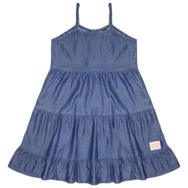 Imagem de Vestido Juvenil Look Jeans Babado Jeans, Azul, 8