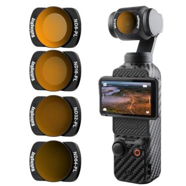 Imagem de Walking Way Conjunto de filtros magnéticos ND compatível com DJI Osmo Pocket 3 Creator Combo Acessórios - Pacote com 4 (ND8/PL, ND16/PL, ND32/PL, ND64/PL), filtros de densidade neutra de vidro óptico