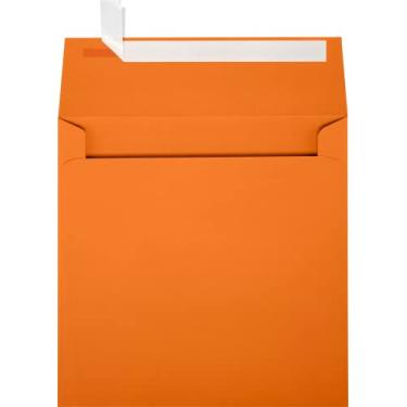 Imagem de Envelopes quadrados para convite de 16,5 cm x 16,5 cm com destacar e pressionar – Laranja tangerina (50 unidades)