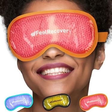 Imagem de Máscara de gel refrescante para olhos inchados (20 x 10 cm) - Pacote de compressa fria reutilizável para olhos secos, olhos cansados, dores de cabeça, olheiras - Terapia quente e fria com contas de