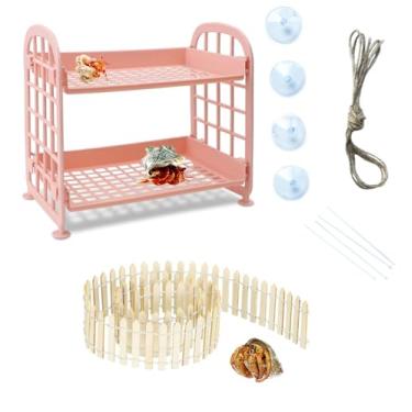 Imagem de Brinquedos de escalada de caranguejo eremita, acessórios de caranguejo eremita, escada de réptil, rede de habitat, para caranguejo eremita, hamster, porquinho-da-índia (rosa)