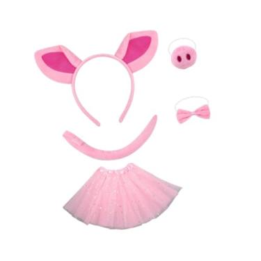 Imagem de YIJU Conjunto de fantasia de porco decoração animal cosplay para shows de palco carnaval, Saia Tule Estrela