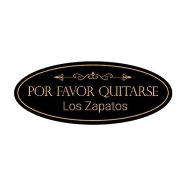 Imagem de Signs ByLITA Placa Oval Por Favor Quitarse Los Zapatos Thank You (Preto Dourado) - Grande