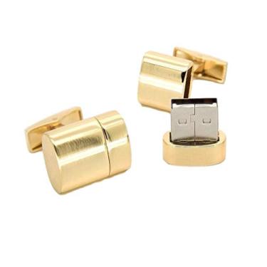 Imagem de Abotoaduras USB Flash Drive em ouro 32 GB com caixa de apresentação