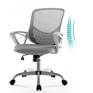 Imagem de Cadeira de escritório de malha ergonômica cadeira de mesa giratória para computador cadeira de tarefas com apoio de braços/altura ajustável/rodas para jogos de escritório em casa