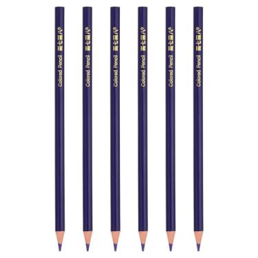 Imagem de PATIKIL Conjunto de lápis de cor lótus azul, 6 lápis de cor a óleo, lápis de desenho de madeira para artistas, pintura artística