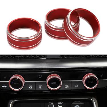 Imagem de TOMALL 3 peças de capa de console central de alumínio compatível com Honda CRV CR-V 2023 tampa do botão de volume de som AC capa de interruptor de ar condicionado acabamento acessórios de decoração