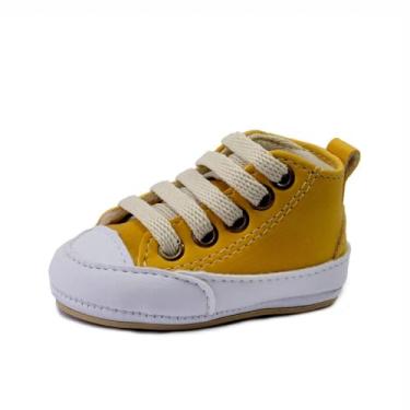 Imagem de Sapatinhos Bebê-Tenis recém-nascido primeiros passos, forrado com tecido espumado 14ao20 baby 1101B (Mostarda Branco, BR, Bebê, Numérico, 15)