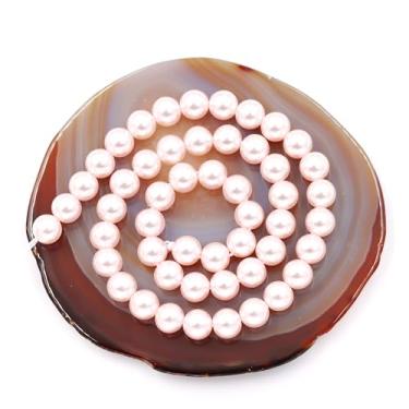 Imagem de Malahill Pérola de vidro para fabricação de joias, pérola estimulante para fabricação de colar de pulseira, vendida 5 fios e 1 rolo de cordão por saco rosa claro 10 mm