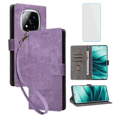 Imagem de IUQXU Capa carteira para celular Xiaomi Redmi Note 14 Pro+ 5G/Redmi Note 14 Pro 5G com protetor de tela [bloqueio RFID] Capa para celular com suporte para Redmi Note14 Pro Note 14 Pro Plus 5G roxa