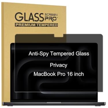 Imagem de Película de vidro temperado de privacidade projetada para MacBook Pro de 16 polegadas (M4 M3 M2 M1 Pro/Max Chip), tecnologia de proteção de privacidade - vidro temperado - antiespiar - dureza 9H -