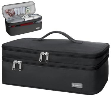 Imagem de Bolsa de armazenamento de viagem de camada dupla compatível com secador de cabelo e acessórios, estojo de transporte portátil para escova de secador de cabelo/volumizador/modelador/ferramentas quentes