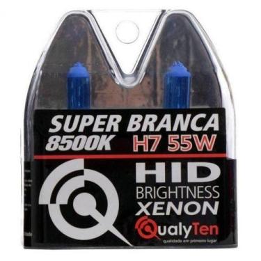 Imagem de Kit 5 pares lampadas super branca h7 55w 8500k - QUALYTEN