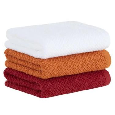 Imagem de Jogo de Pano de Copa Gourmet Buddemeyer 3 Peças, Branco/Laranja/Vermel