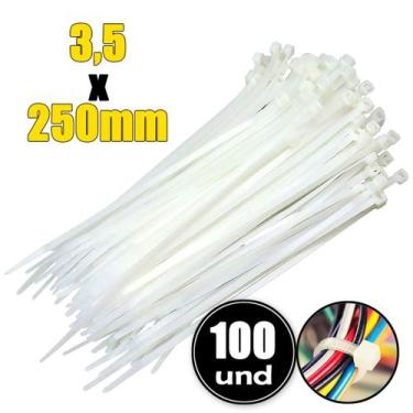 Imagem de Abraçadeira Nylon Presilha Fita Amarra 25cm X3,6mm 100un - CERTTA, Bra