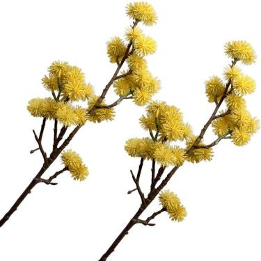 Imagem de Kit 4 Plantas Artificial Mamonas Amarelo Escuro Jardim 70cm
