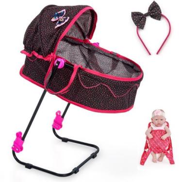 Imagem de Berço De Boneca Ninar Bebê Reborn Milan com Bolsa e Canguru - SAG TOYS