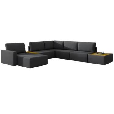 Imagem de Sofá de Canto 5 lugares com Chaise Modular Moderno Premium Veludo Pret