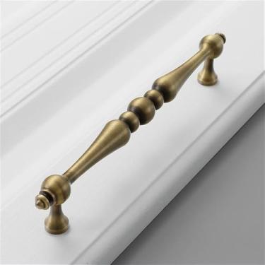 Imagem de Puxador de gaveta de latão redondo simples moderno de cobre puro dourado leve, puxador de guarda-roupa vintage prateado todo em cobre americano, cor bronze, 160 mm