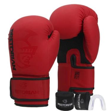 Imagem de Kit Luva de Boxe e Muay Thai First FX2 Pretorian Bandagem, Vermelho, 1